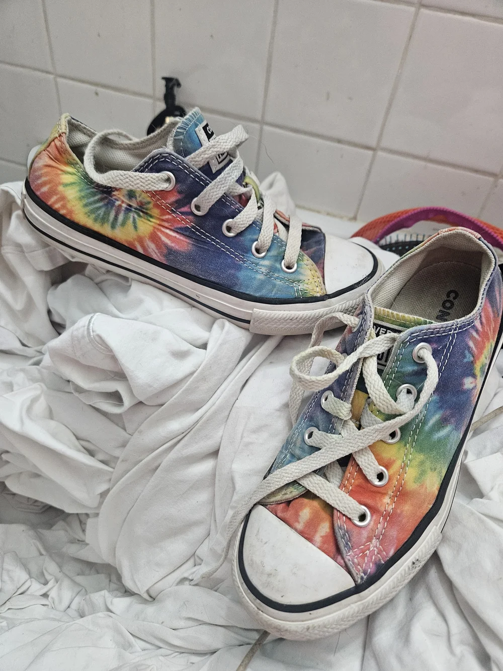 Converse Kids White with Multicolor Accents Sneakers